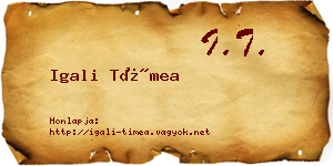 Igali Tímea névjegykártya